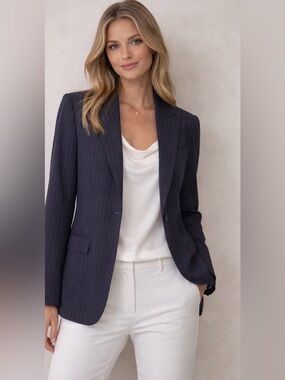Pinstripe Single-Button Blazer